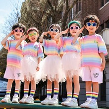 六一演出服儿童啦啦队小学生舞蹈合唱表演服装幼儿园朗诵彩虹套装
