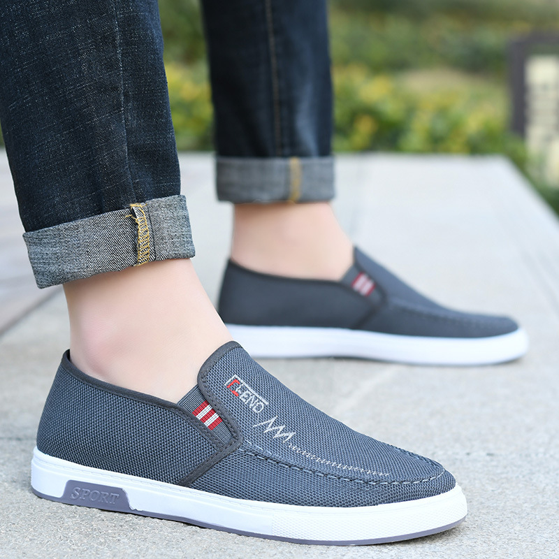 Factory Wholesale Old Beijing Cloth Shoes Men's Non-Slip Wear-Resistant Driving Shoes Breathable Sweat Absorbing Slip-on Casual Canvas Shoes