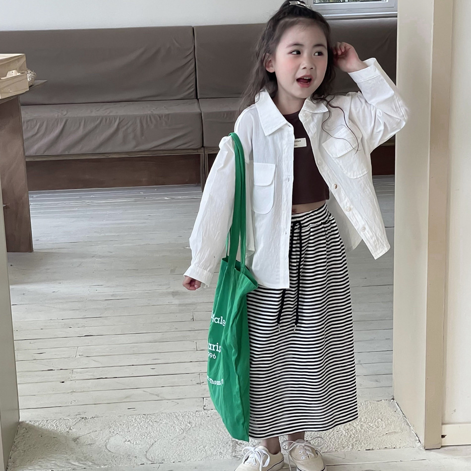 2024春季新童装 男女童纯色宽松个性衬衫儿童宝宝韩版衬衣外套