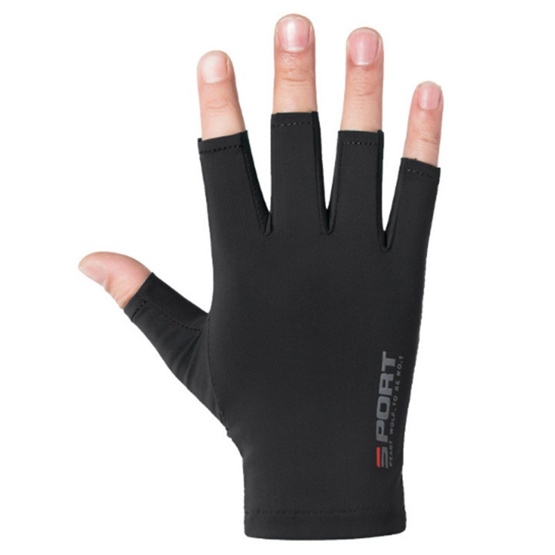 Spring and Summer Ice Silk Half-Finger Gloves for Riding Sun Protection Anti-Slip Fitness High Elastic Comfortable Quick-Drying Driving Gym Gloves