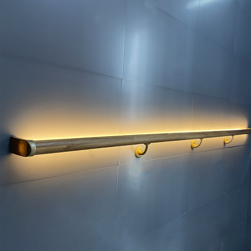 实木质led人体感应灯光扶手养老院会所酒饭店走廊楼梯五金拉把手