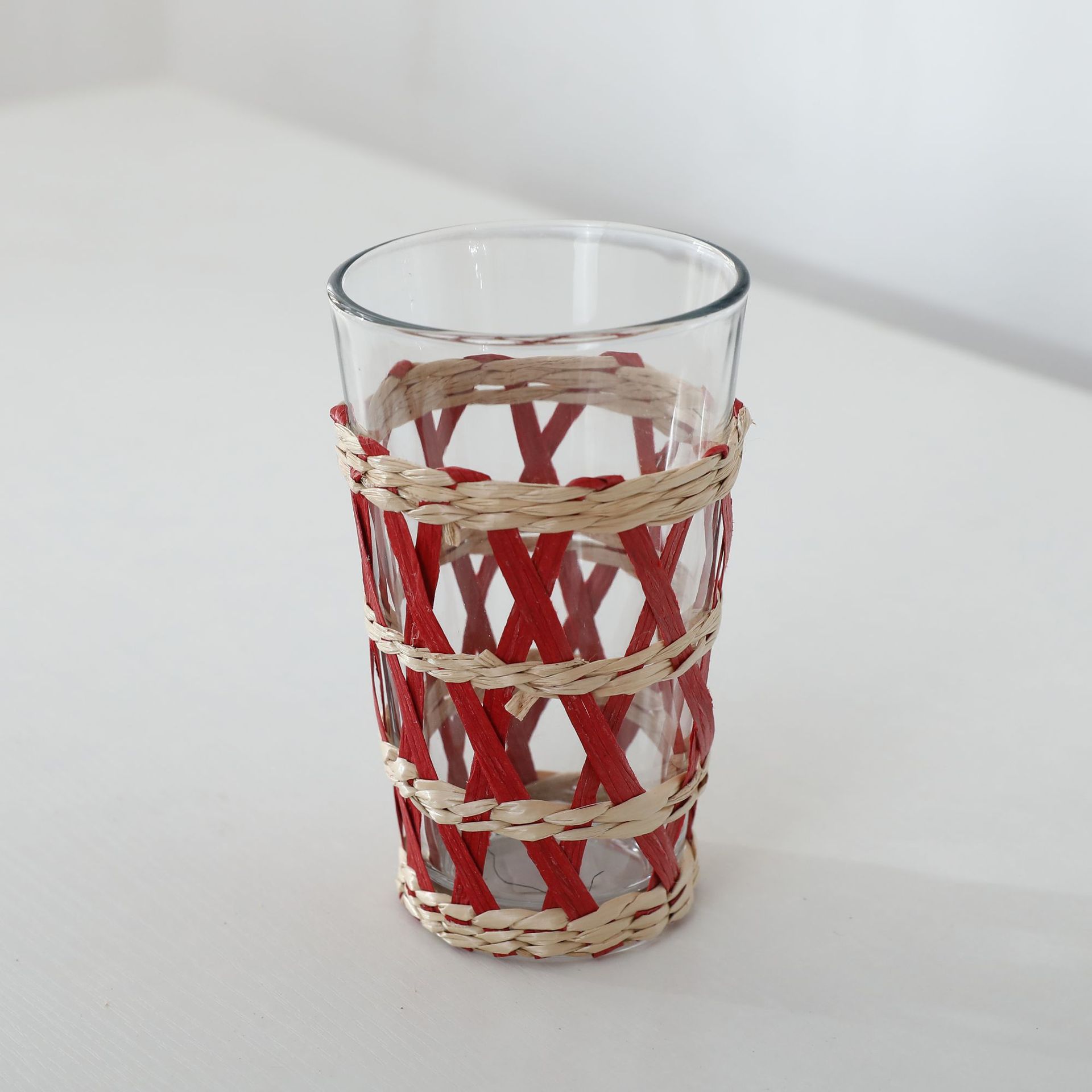 装饰品草编杯套手工玻璃杯草制保护套款式简约美观杯子套批发