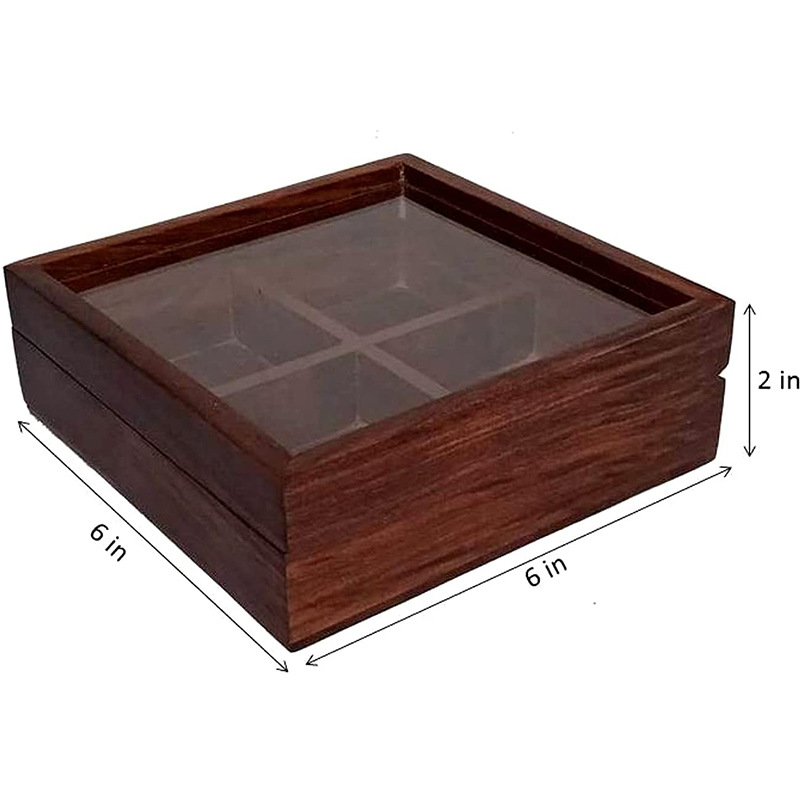 Wooden Storage Box Multi-Grid Storage Box Creative Table Setting Wooden Dustproof Storage Box Display Organizer Storage Box