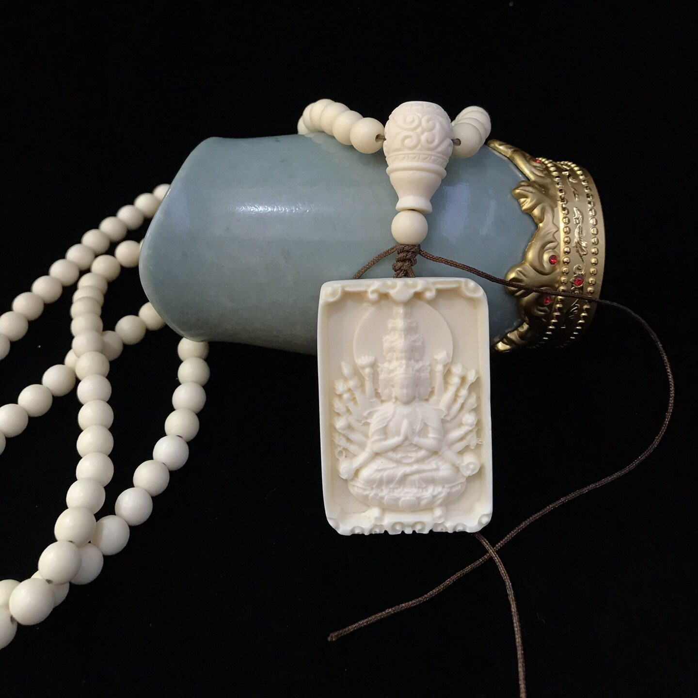 象牙果吊坠千手观音挂饰把玩件吊坠牌子观音男女08佛珠项链佛珠