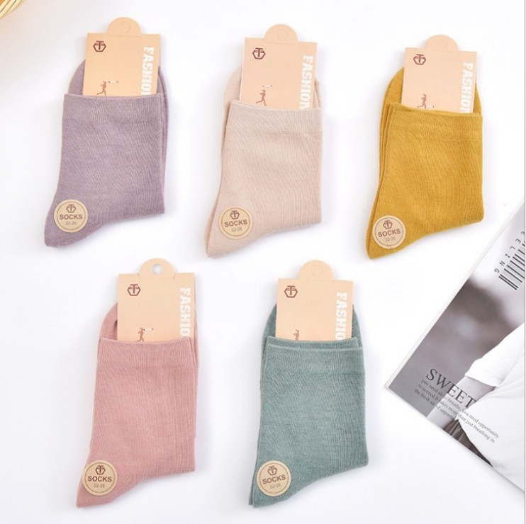 Japanese College Style Solid Color Socks Women's Autumn and Winter Mid-Calf Length Socks Women Wild Candy Color Pure Cotton Socks Northeast Cotton Wholesale