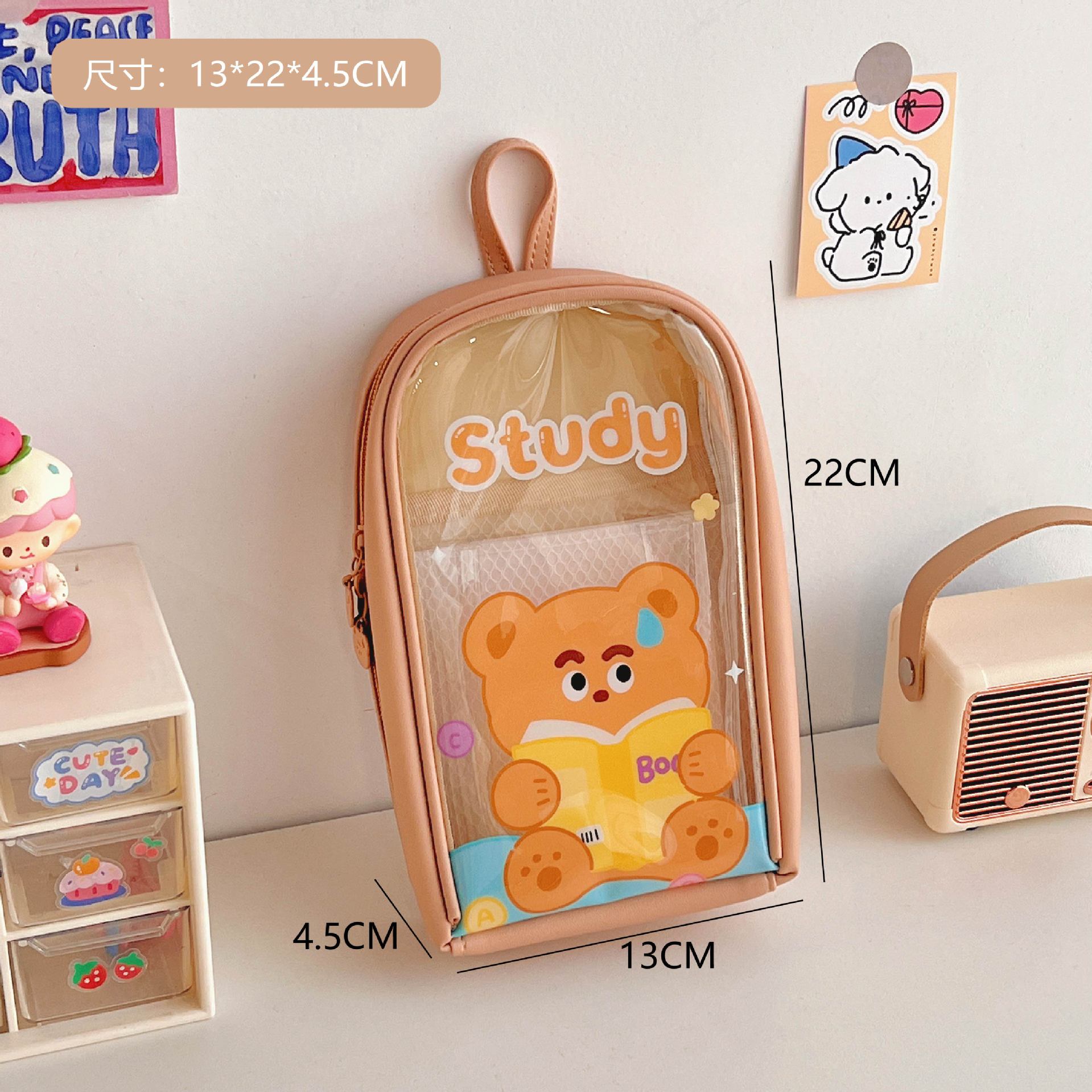 Girl Heart Cute Pencil Case Stationery Box Student Large Capacity Transparent Pencil Bag Cartoon Stationery Bag Pencil Case Buggy Bag