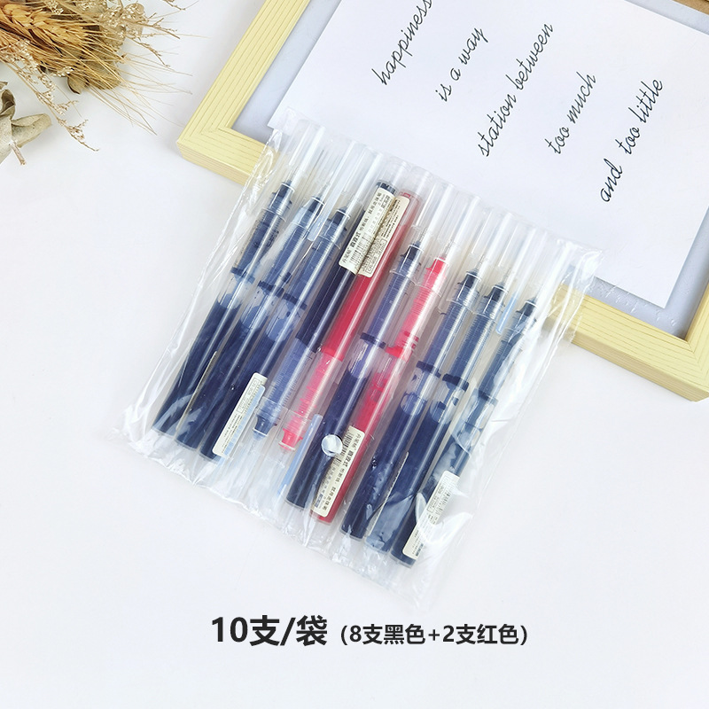 New Style Straight Liquid Type Ballpoint Pen Colored Art Pen Student Note Writing Pen Quick-Drying Large Capacity Gel Pen