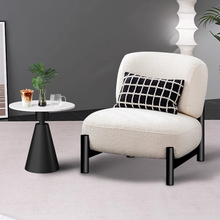北欧复古实木休闲单人沙发椅客厅家用羊驼绒设计师现代简约小户型