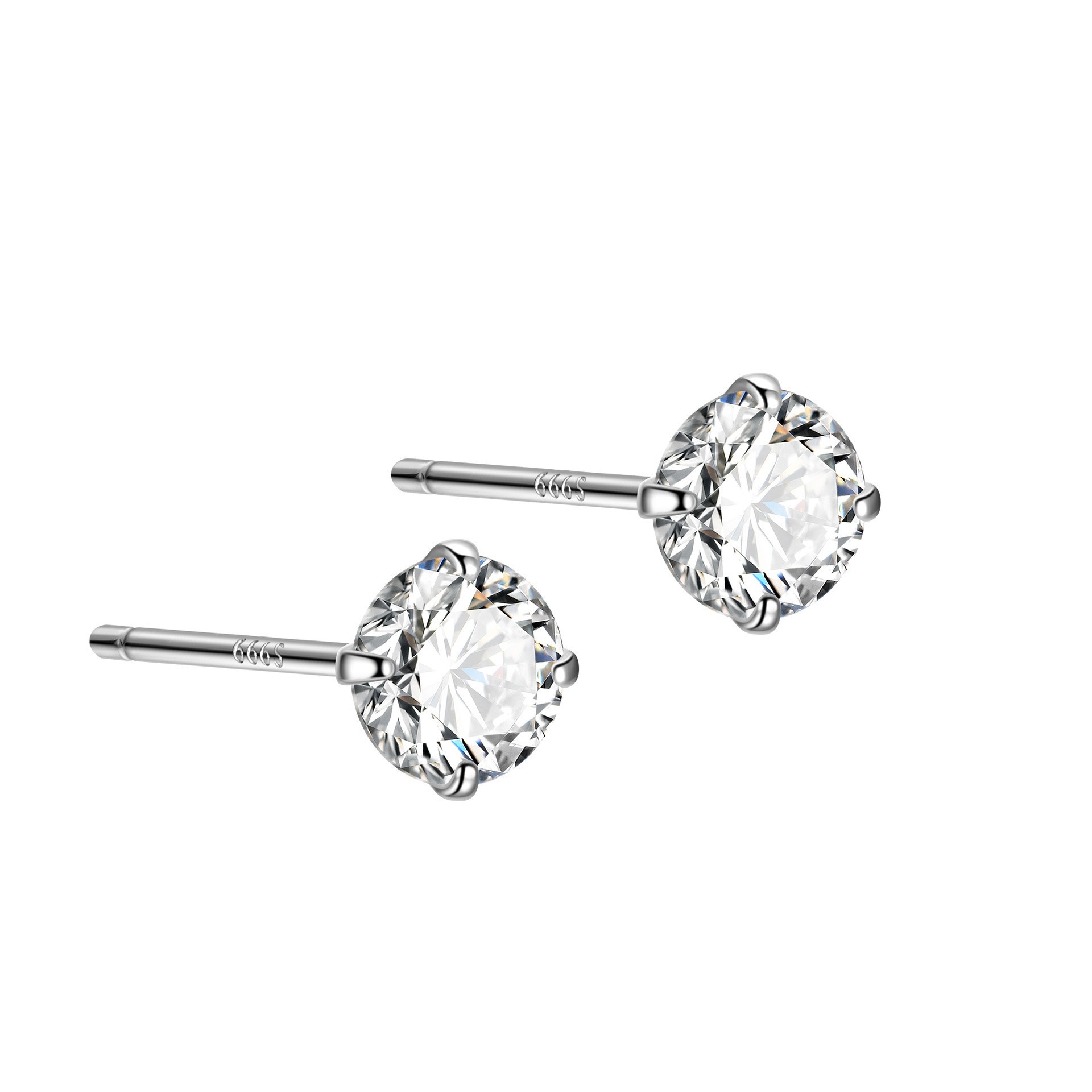 S999 Sterling Silver Stud Earrings Ear-Caring Elegant Earrings Wash Sleep No Need to Take off Elegant Anti-Blocking Ear Bar High-Grade Sense Ear Bone Stud