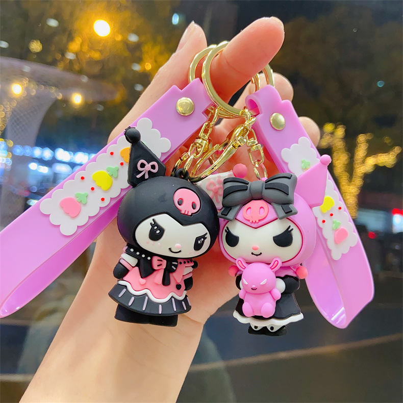 New Crossdressing Clow M Keychain Couple Doll Soft Rubber Wholesale of Small Articles Car Key Chain Schoolbag Pendant
