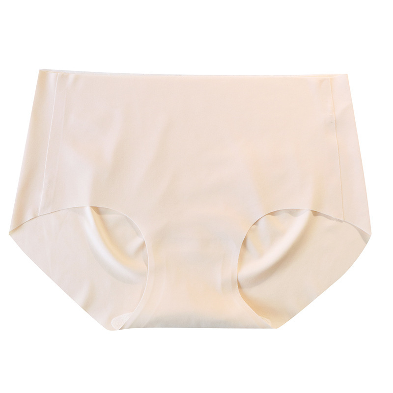 Ice Silk Seamless One-Piece 3D Peach Hip Comfortable Underwear Women's Mid Waist plus Size Cotton Crotch Girl Japanese Women's Underwear