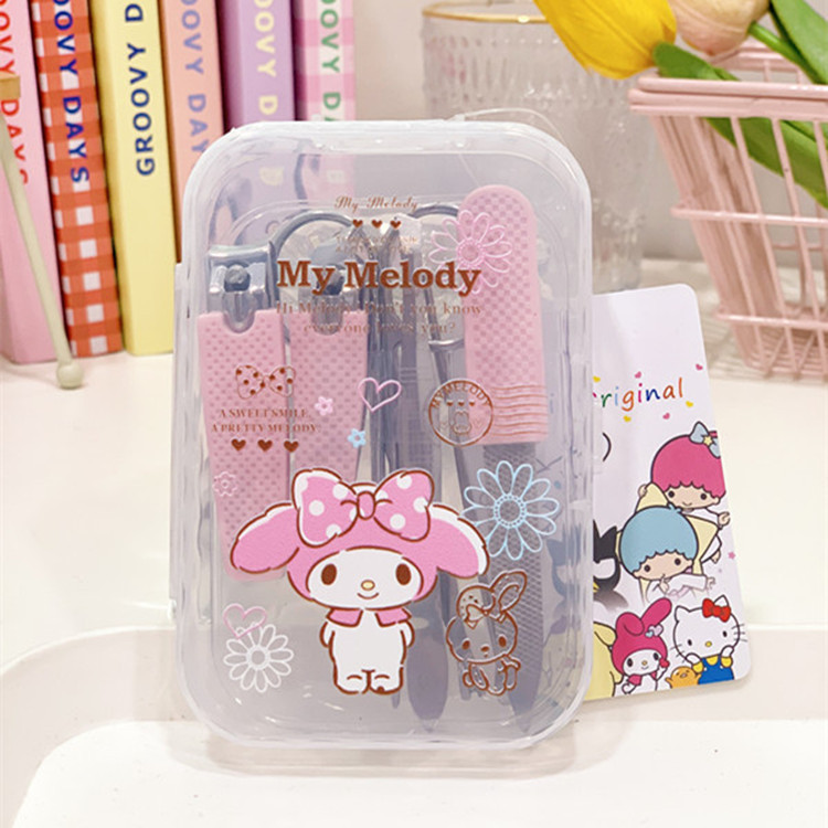 Cute Cartoon Printing Clow M Stainless Steel Nail Clippers Set Silicone Non-Slip Trimming Nail Clippers 7-Piece Set