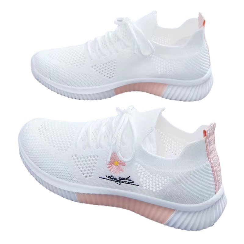 lady shoe Women's Flying Woven White Coconut Pumps Leisure Sports Running Fashionable Shoes Girls 2023 New Spring and Autumn All-Match