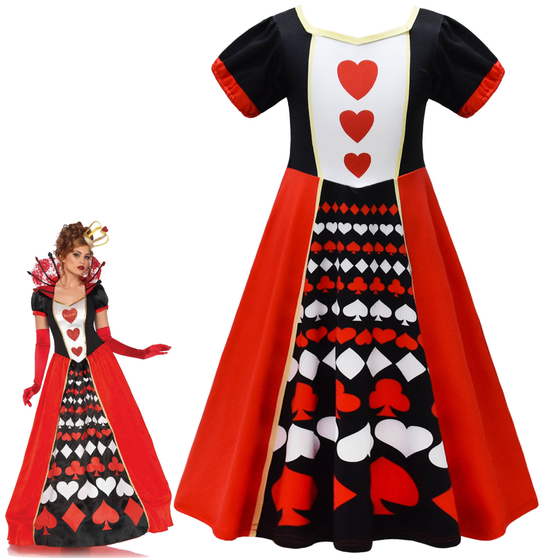 2024万圣节儿童装扮服 红心皇后cosplay服装节日扮演礼服裙38030