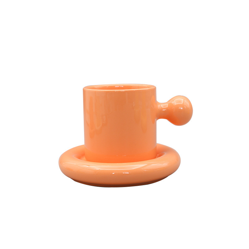 Nordic Instagram Style Creative Vitality Ceramic Cup Mug with Mop Tray Set Coffee Cup Afternoon Tea Cup Dish