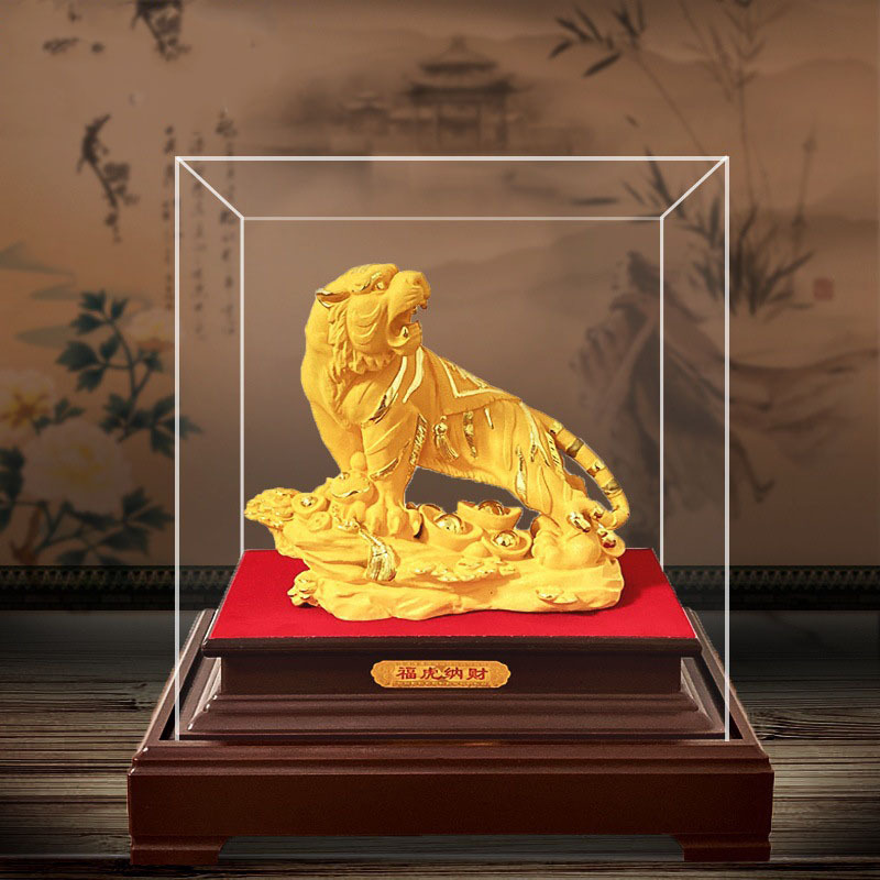 老虎摆件年绒沙金虎年摆件金虎十二生肖虎沙金摆件礼品会销礼品