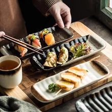 日式料理平盘长方形陶瓷寿司盘家用盘子点心盘甜品盘碟创意刺身盘
