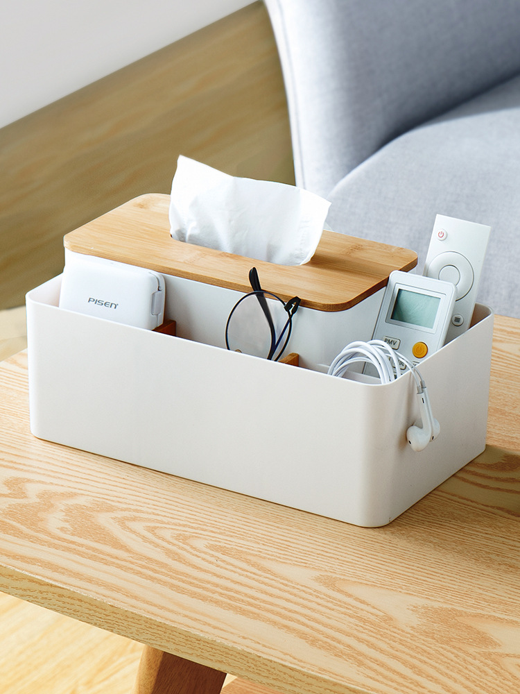 创意北欧风简约家用客厅茶几多功能纸巾盒遥控器抽纸盒收纳盒