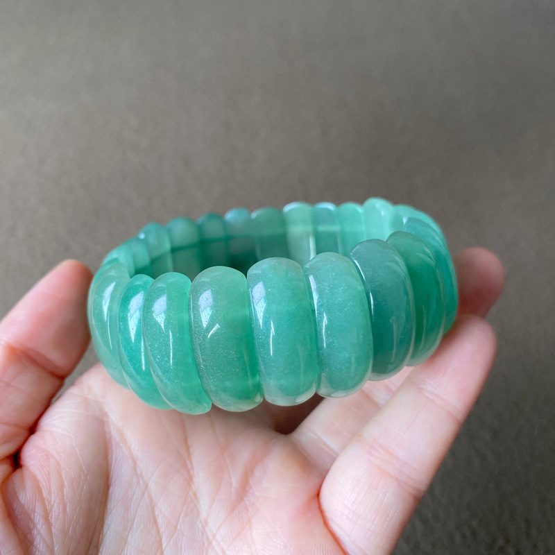 巴西东陵玉手串手牌 绿玉甲片霸气手排 男士女款玉石手链-阿里巴巴