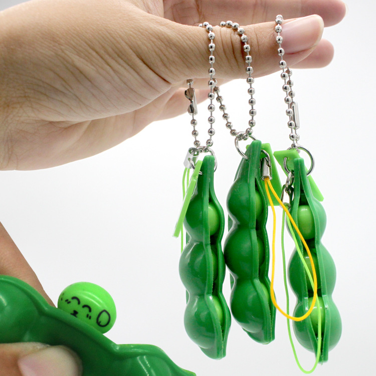 不限挤压毛豆挤挤乐 毛豆钥匙扣豌豆夹 毛豆玩具