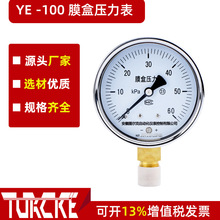 YE-100B不锈钢膜盒压力表 YE-150B轴向不锈钢膜盒耐震膜盒压力表