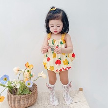 宝宝衣服韩版卡通背带婴儿服夏季纯棉女宝套装周岁童装两件套ins