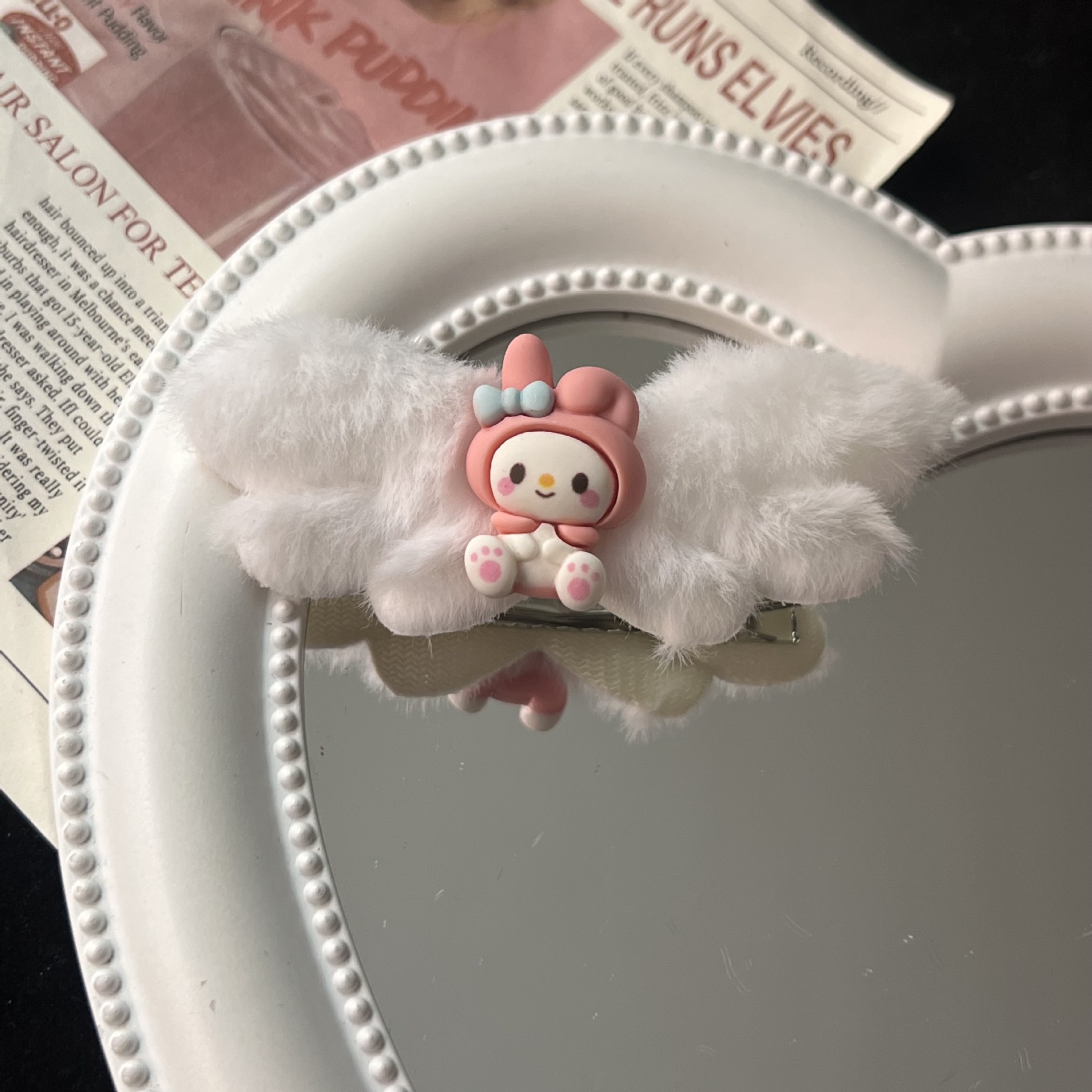 Sitting Posture Sanrio Wings Barrettes Cute Girl Cinnamoroll Babycinnamoroll Melody Hairpin Fringe Accessory Hair Clip Headdress