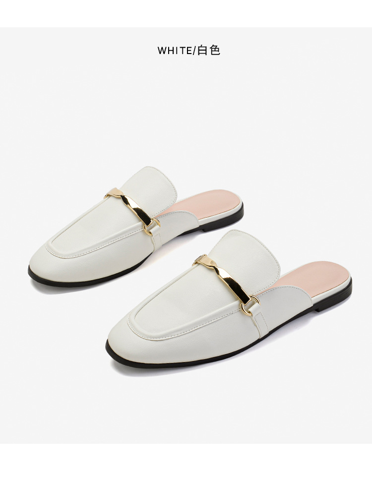 小ck包头半拖鞋女时尚外穿凉拖鞋黑色半包头穆勒拖鞋2020年秋新款