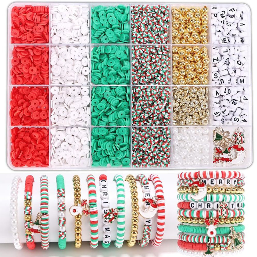 Beaded DIY Loose Beads Accessories Christmas Bead String Jewelry DIY Accessories Beaded Bracelet Material Package String Beads Full Set