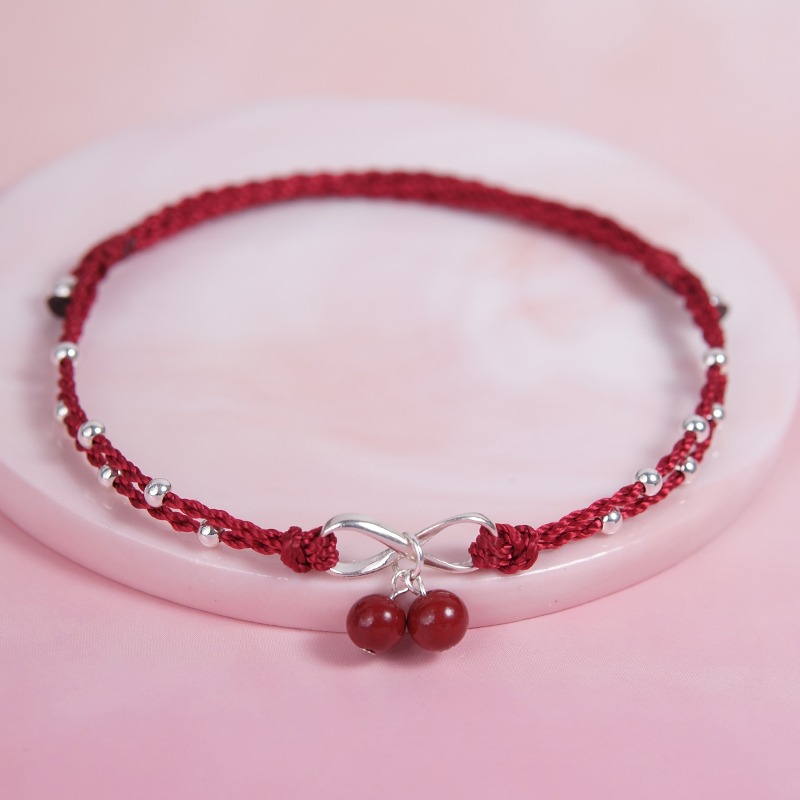 s925银朱砂红绳脚链女本命年好运2024年太岁手链手绳女儿童其他批