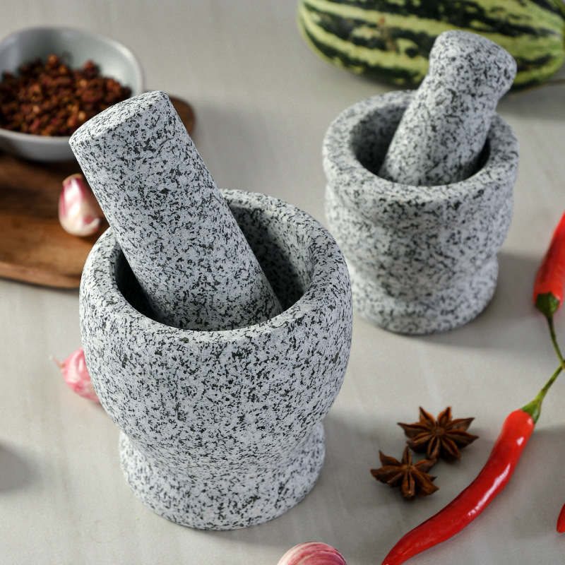 精品天然石头捣蒜器石臼捣药罐对窝子蒜臼子家用砸蒜缸研磨器石椿