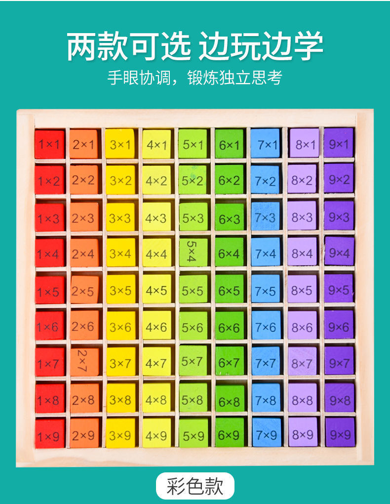 木制九九乘法口诀表 一年级下册数学教具小学生学习用品早教益智