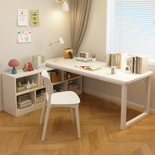 转角书桌书柜一体家用简易台式电脑桌拐角学习桌学生卧室写字桌子