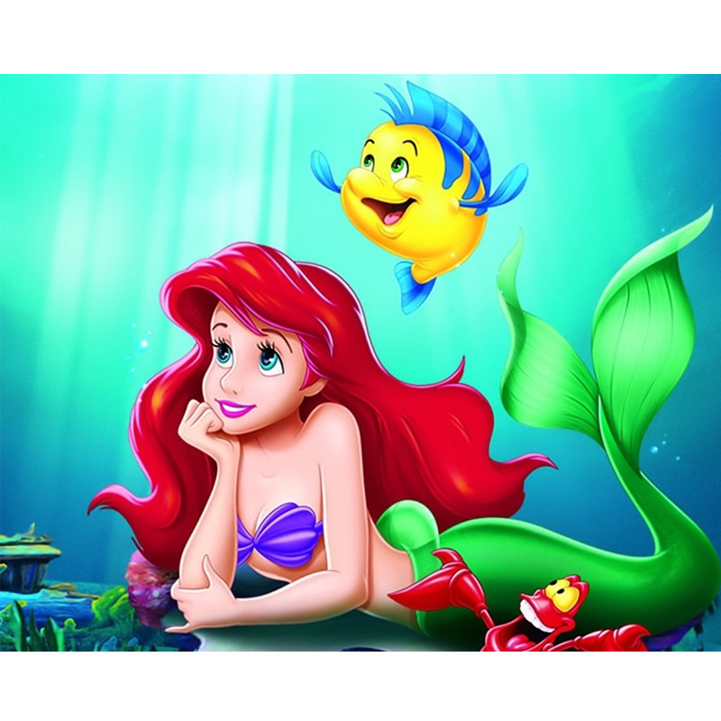 新款5d钻石画diy满钻 美人鱼公主画十字绣挂画跨境专供厂家直销