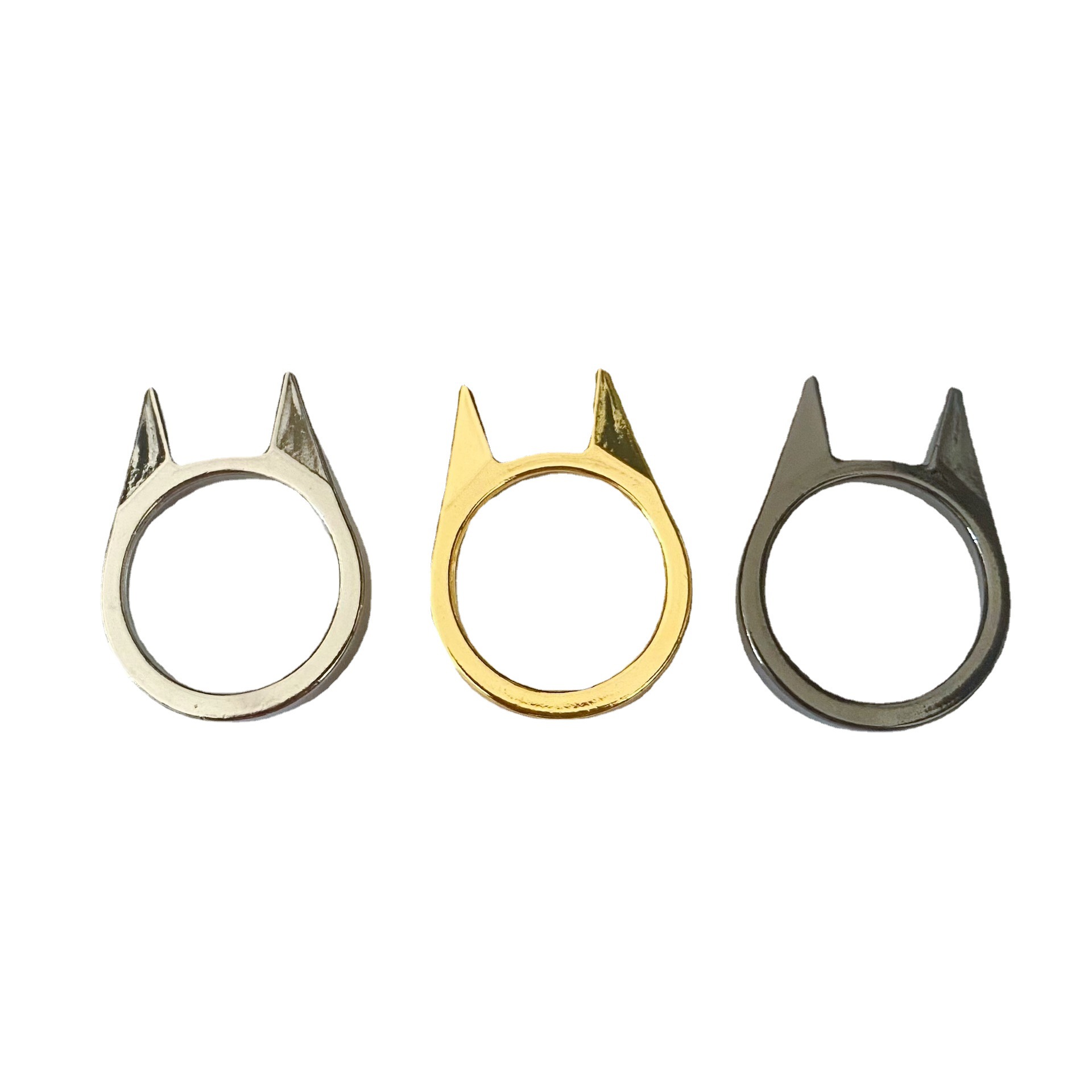 Anti-Body Cat Ear Single Finger Lock Ring Window Breaking Machine Women's Anti-Wolf Men's Outdoor Single Finger Lock Protective Ring Factory