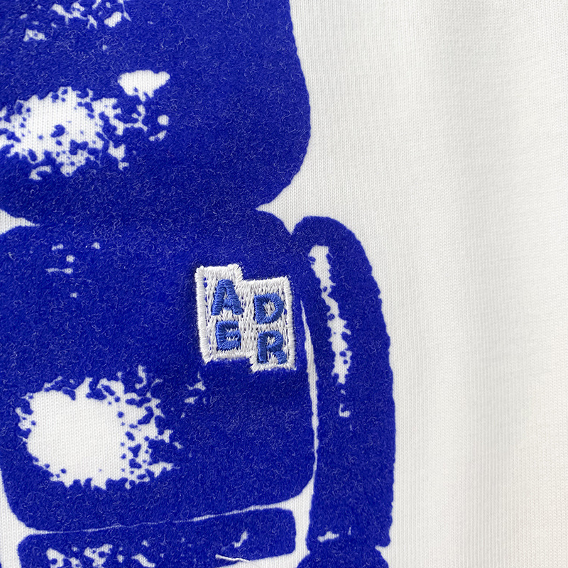 现货ader 潮牌联名合作款短袖情侣小熊植绒印花宽松垂感男女t恤