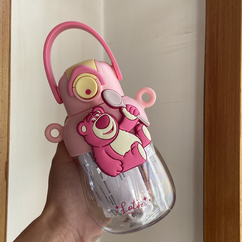 Disney Children's Summer Tritan Plastic Straw Cup Handle Strap Portable Kettle Large Capacity Cup