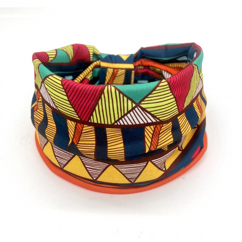 Cross-Border Hot Women's Hair Band African Print Pattern Headscarf Wide-Brimmed Knotted Elastic Yoga Cycling Sports Headband