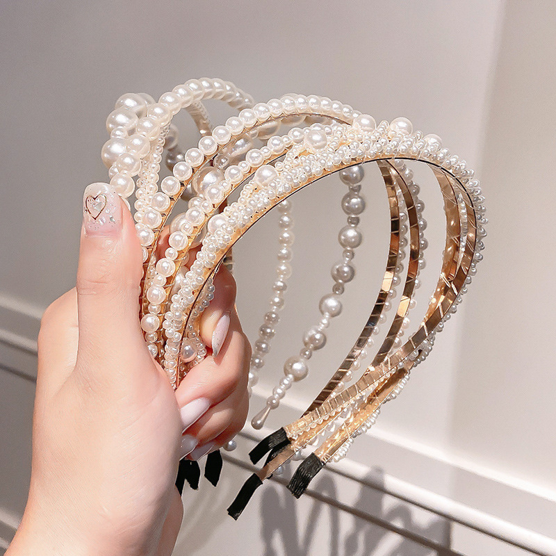 Pearl Headband Women's Korean-Style Internet Celebrity Rhinestone Headband Joker Hairclip Simple Temperament Pressure Hair Clip Hair Accessories Wholesale