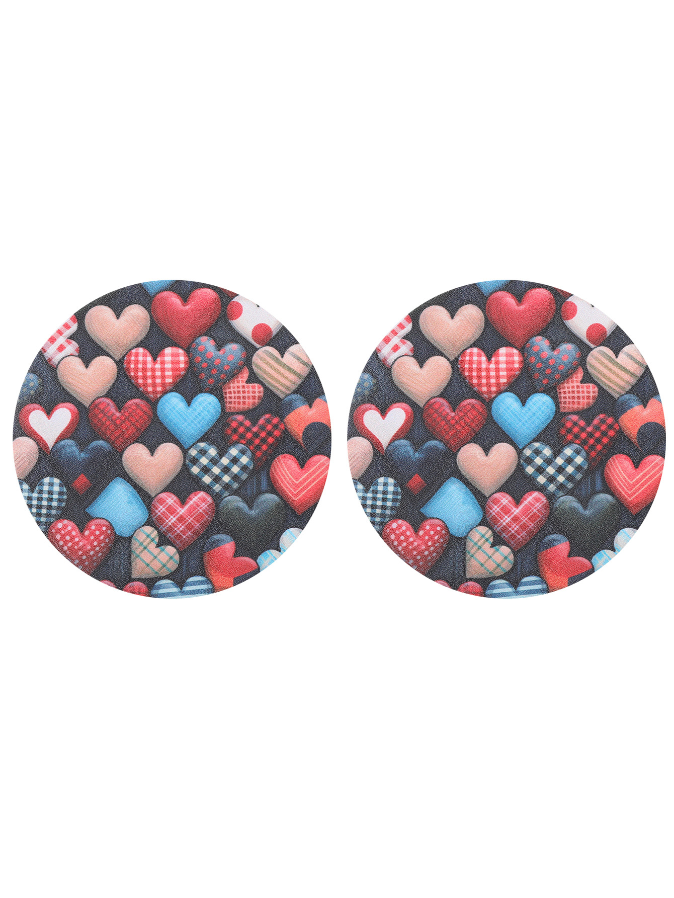 Cross-Border Valentine's Day Pink Love Pattern round Leather Wear-Resistant Coaster Aliexpress Amazon