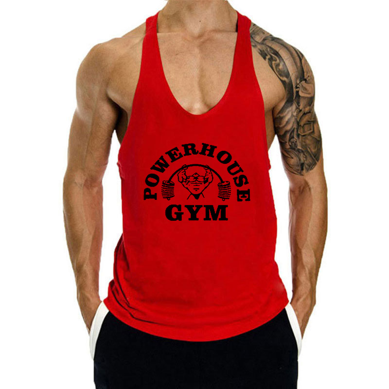 New Men's Sports Vest Loose Running Training Muscle Sleeveless T-shirt Custom Logo I-Shaped Fitness Vest