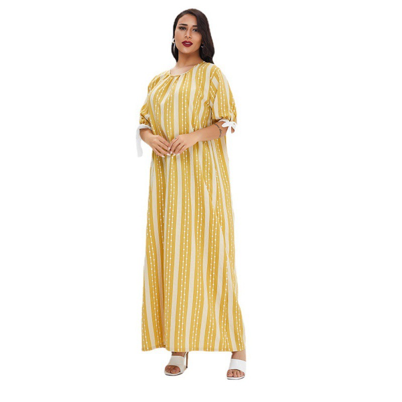Cross-Border Women's Clothing Casual Dress Pajamas Summer Arab Robe plus Size Casual Middle East Robe