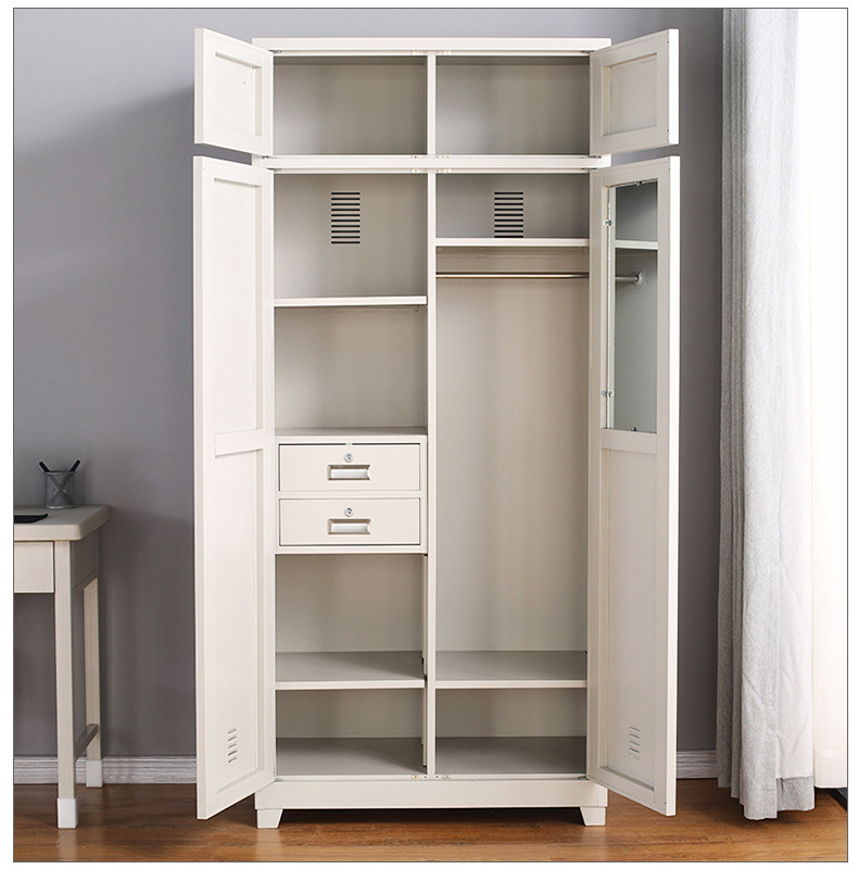 厂家批发士兵物品柜钢制加厚部队军官柜对开门落地带抽屉储物柜