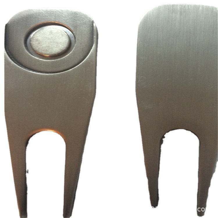 厂家生产锌合金高尔夫球叉电镀白钢色铜色修草叉来图来样订制logo