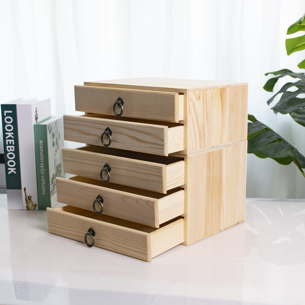 木制抽屉式茶叶盒多层普洱茶绿茶包装盒家用抽拉式茶饼散茶储物盒