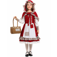 万圣节cosplay亲子服装 格林童话故事补丁农场小红帽角色扮演服装