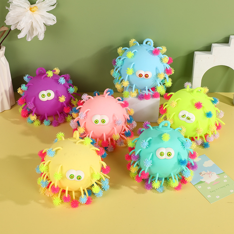 Stall Flash Hair Ball Toys Color Convex Snowflake Caterpillar Children's Fun Luminous Vent Decompression Hairy Ball