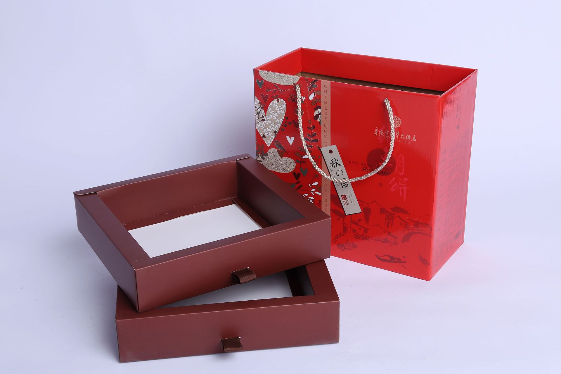月饼盒子彩盒翻盖包装定做红色茶礼盒中秋节日礼物盒厂家定制