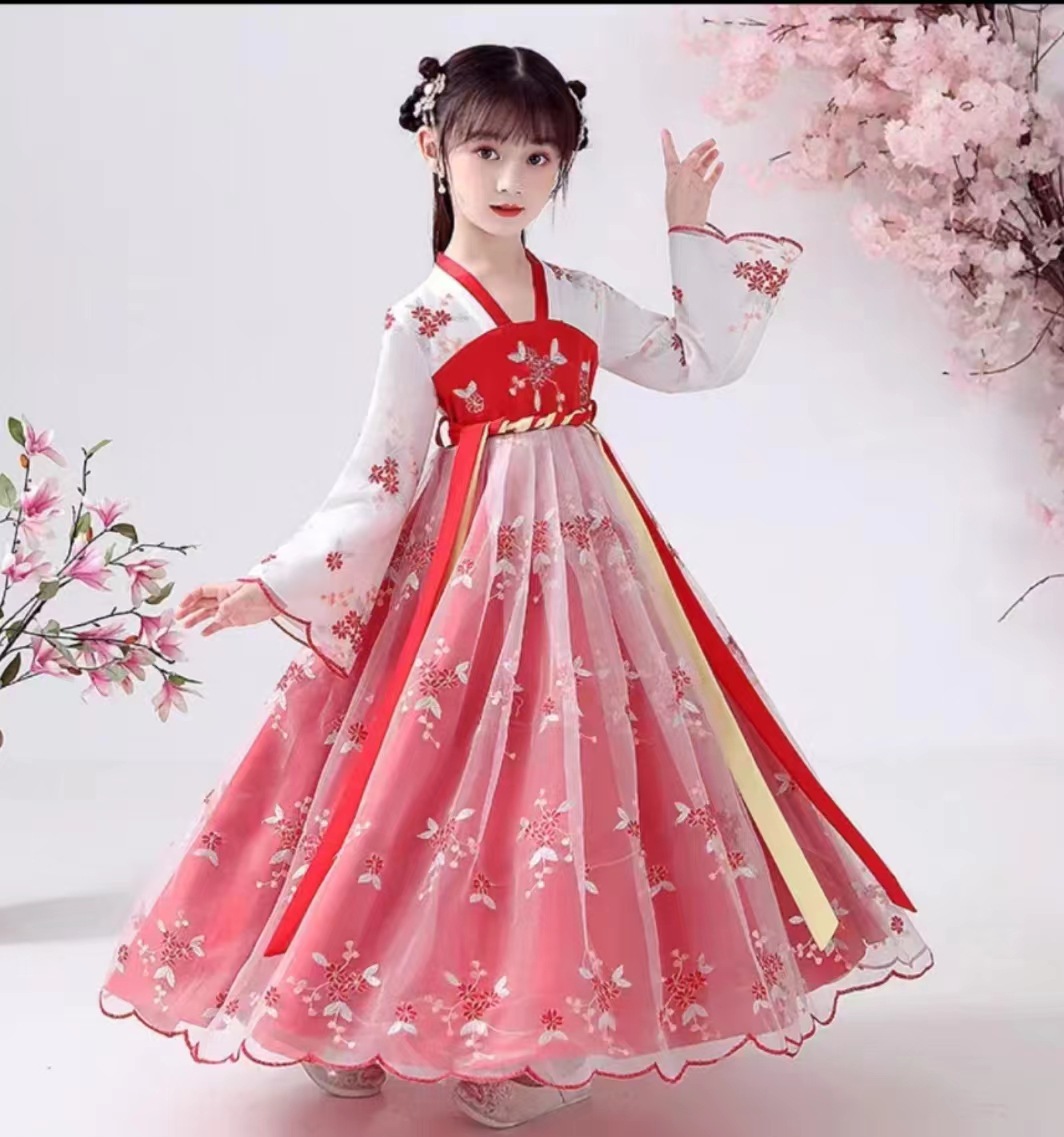 加工女童汉服女孩宝宝连衣裙中国风童装古装儿童服装春夏厂家批发