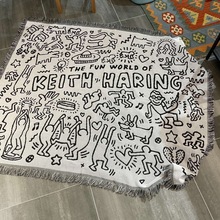空调毯黑白涂鸦大师凯斯哈林Keithharing运动卡通毯沙发毯多用毯